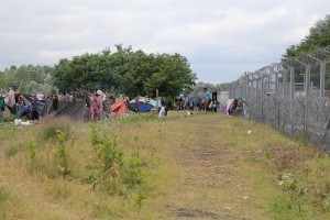 Migranti u međudržavnom prostoru na Horgošu