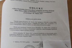 Vanredna sednica Skupštine FK "Bačka 1901"