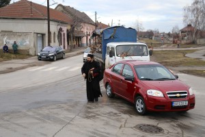 Povratak sa seče badnjaka u šumi na Makovoj sedmici