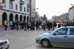 Protest blokiranjem raskrsnice kod hotela "Patria"