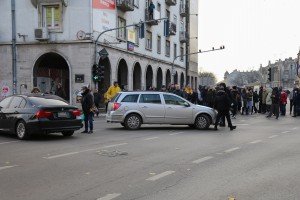 Protest blokiranjem raskrsnice kod hotela "Patria"