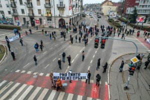 Protest blokiranjem raskrsnice kod hotela "Patria"