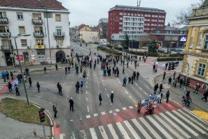 Protest blokiranjem raskrsnice kod hotela "Patria"