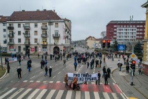 Protest blokiranjem raskrsnice kod hotela "Patria"