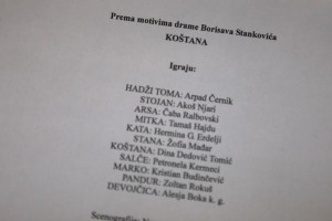 Najava premijere predstave "Koštana", Drame na mađarskom jeziku