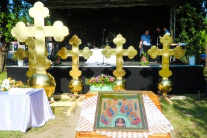 Osvećenje i podizanje krstova na Pravoslavni hram u Novom Žedniku