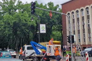 Postavljanje semafora kod pešačkog prelaza između Korzoa i Sokolskog doma