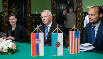 Prijem predsednika Skupštine Balinta Pastora za američkog ambasadora Kristofera Hila